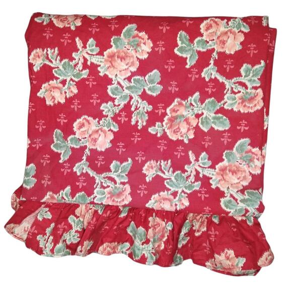 Vintage RALPH LAUREN POLO Red Floral Twin Sheet Set with Pillow Case - Picture 5 of 8